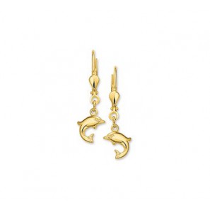Goud oorhangers met dolfijn - 3191635