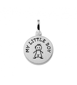 Zilver plaatje rond 12 mm met "Mij littele Boy" - 3191650
