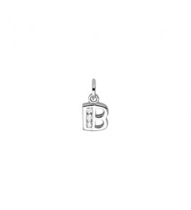 Zilver hanger letter blok zirkonia B - 3193288