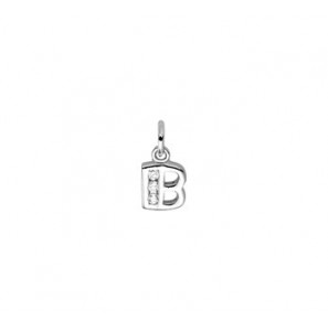 Zilver hanger letter blok zirkonia B - 3193288