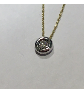 Goud collier anker met hanger WG 0,03 crt briljant 42-45 cm - 3193195