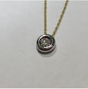 Goud collier anker met hanger WG 0,03 crt briljant 42-45 cm - 3193195