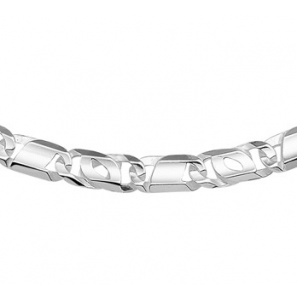 Zilver collier valkoog met plaatjes 7mm 50 cm - 3152124