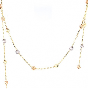 Goud tricolour collier met bolletjes 42-45 cm - 3193208