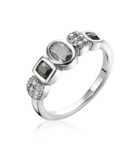 ZINZI zilv. ring zwart/grijs zirconia fantasie maat 54 - 3193280