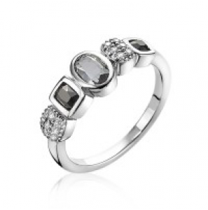 ZINZI zilv. ring zwart/grijs zirconia fantasie maat 54 - 3193280