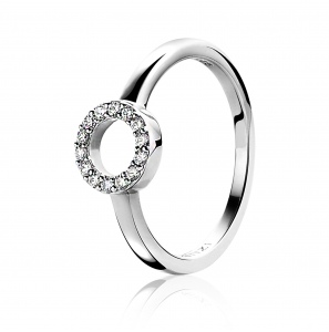 ZINZI zilveren ring met open rondje/zirconia's maat 54 - 3152176