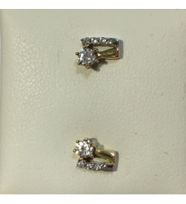 Merci bicolor gouden oorknop met zirconia - 3152212
