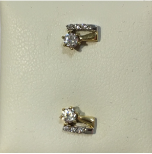 Merci bicolor gouden oorknop met zirconia - 3152212