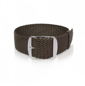 Perlon band donker-bruin sluiting wit 18 mm - 3193232