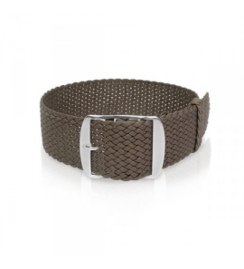 Perlon band licht-bruin sluiting wit 18 mm - 3193235