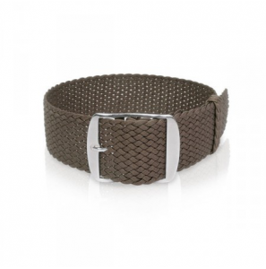Perlon band licht-bruin sluiting wit 18 mm - 3193235