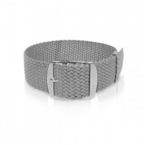 Perlon band licht-grijs sluiting wit 20 mm - 3193237