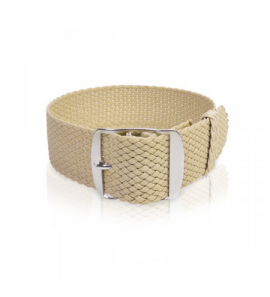 Perlon band beige sluiting wit 18 mm - 3193241