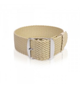 Perlon band beige sluiting wit 20 mm - 3193242