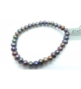 Di-Perle armband zoetwater zwart 6-7 mm op elastiek 19 cm - 3193253