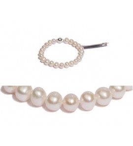 Di-Parle armband zoetwater wit 7-8 mm met zlv. magneetsluiting 19 cm - 3193255