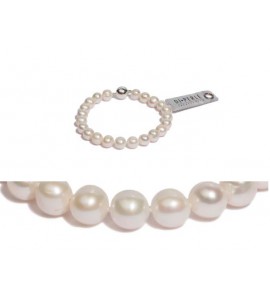 Di-Parlel armband zoetwater wit 8-9 mm met zlv. magneetsluiting 19 cm - 3193256