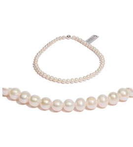 Di-Pelrle collier zoetwater wit 8-9 mm met zlv. magneetsluiting 45 cm - 3193259