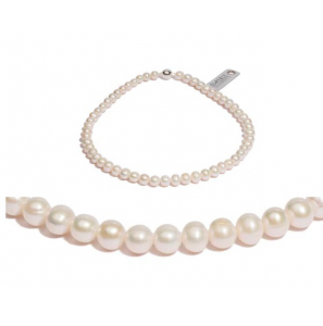 Di-Pelrle collier zoetwater wit 8-9 mm met zlv. magneetsluiting 45 cm - 3193259