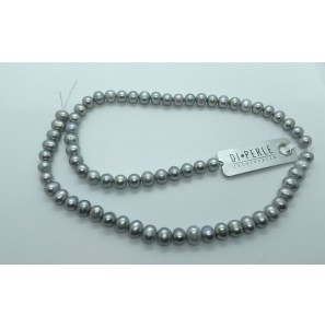 Di-Perle zoetwaterparel ovaal licht grijs 6-7 mm 45 cm - 3193262