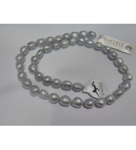 Di-Perle zoetwaterparel barock zilver grijs  9-10 mm 45 cm met magneet slot - 3193263