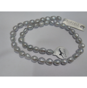 Di-Perle zoetwaterparel barock zilver grijs  9-10 mm 45 cm met magneet slot - 3193263