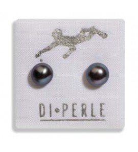 Di-Pelrle oorknop met zoetwaterparel donker grijs 6-7 mm - 3193268