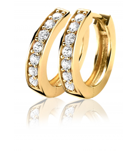ZINZI zlv. klapcreolen 15x3 mm geel verguld met zirconia - 3152535