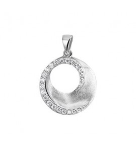 Zilver hanger RH rond gescratcht met zirconia - 3152582