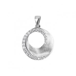 Zilver hanger RH rond gescratcht met zirconia - 3152582