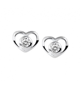 Zilver oorknoppen hart zirkonia - 3152591