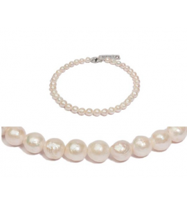 Di-Pelrle Zoetwater barok parel collier wit 12-17 mm met zilver magneet-sluiting 48 cm - 3160874