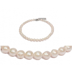 Di-Pelrle Zoetwater barok parel collier wit 12-17 mm met zilver magneet-sluiting 48 cm - 3160874