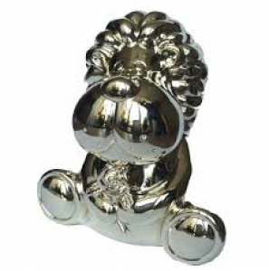 Verzilverde spaarpot leeuw - 3160161