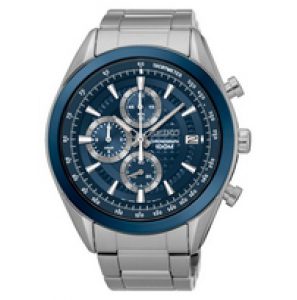 Seiko heren chronograaf staal bracelet blauw 100m - 3160250