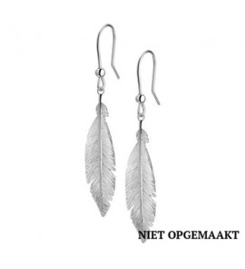 Zilveren oorhanger RH veer groot. - 3160328