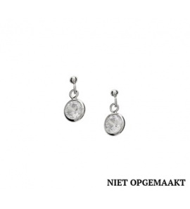 Zilveren oorknop RH met hanger zirconia - 3160346