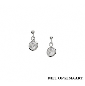 Zilveren oorknop RH met hanger zirconia - 3160346