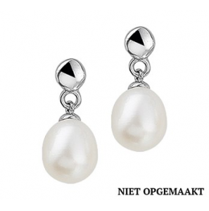 Zilveren oorknop RH met hanger zoetwaterparel - 3160348