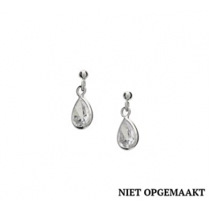 Zilveren oorknop RH met hanger zirconia druppel - 3160347