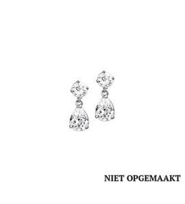 Zilveren oorknop RH met hanger zirconia. - 3160350