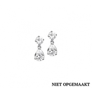 Zilveren oorknop RH met hanger zirconia. - 3160350
