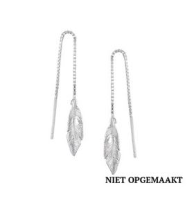 Zilveren doortrekoorbellen RH veer - 3160360