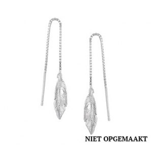 Zilveren doortrekoorbellen RH veer - 3160360