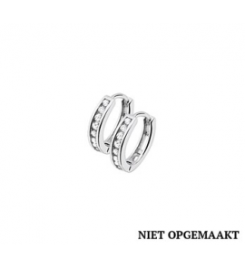 Zilver RH klapcreolen met zirconia 2,5 x 12,5 mm - 3160405
