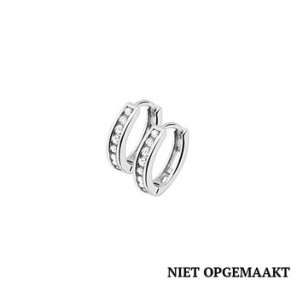 Zilver RH klapcreolen met zirconia 2,5 x 12,5 mm - 3160405