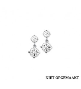 Zilveren oorknop RH met hanger zirconia - 3160349