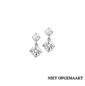 Zilveren oorknop RH met hanger zirconia - 3160349