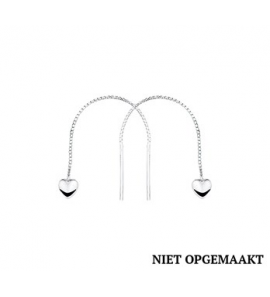 Zilveren doortrekoorbellen RH hartje - 3160358